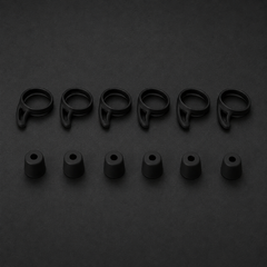 Six ear pieces and six ear bud tips